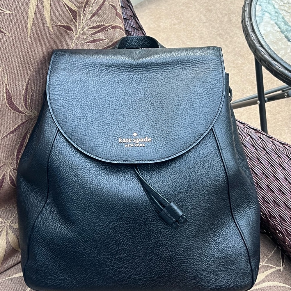 Kate Spade Black Pebbled Leather Backpack